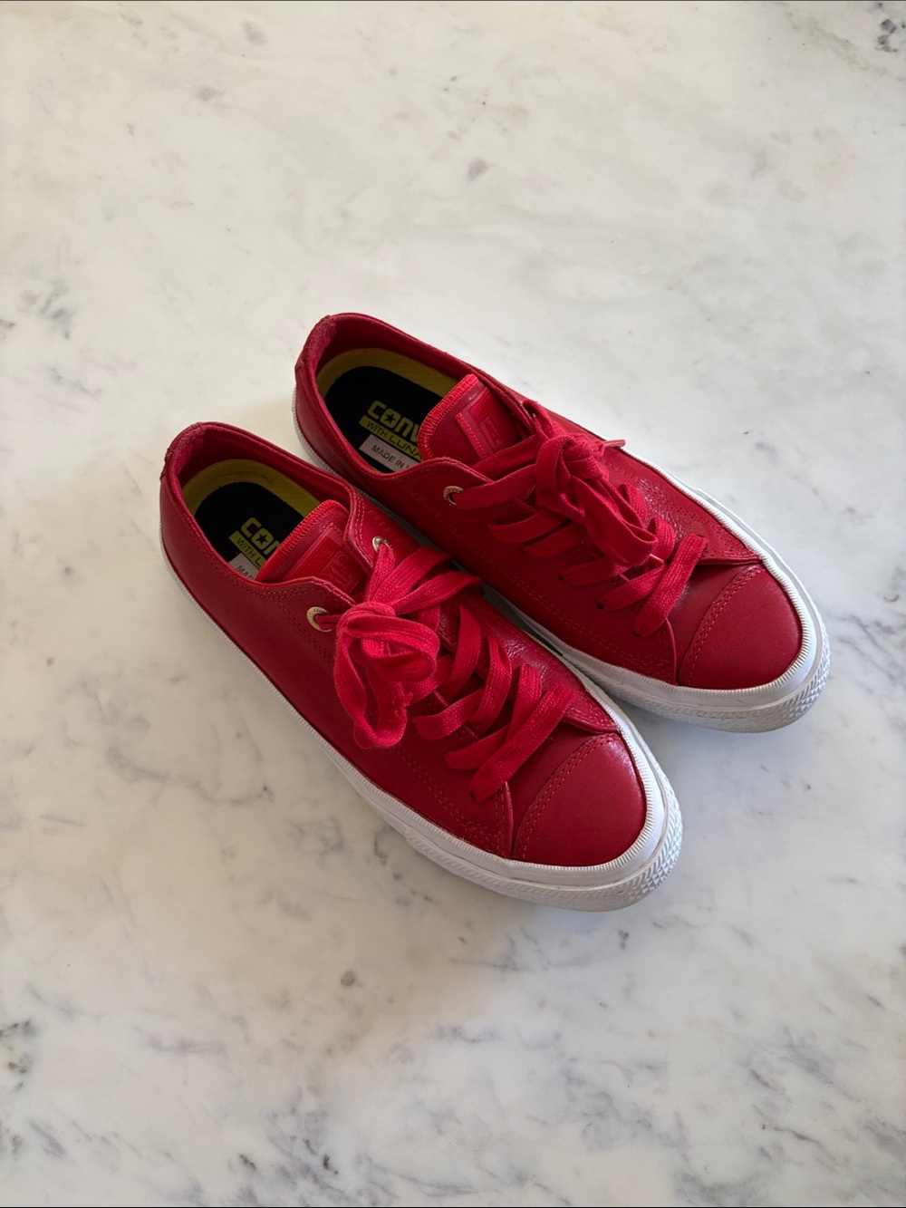 Converse Red Low-Top Canvas Sneakers with White Soles